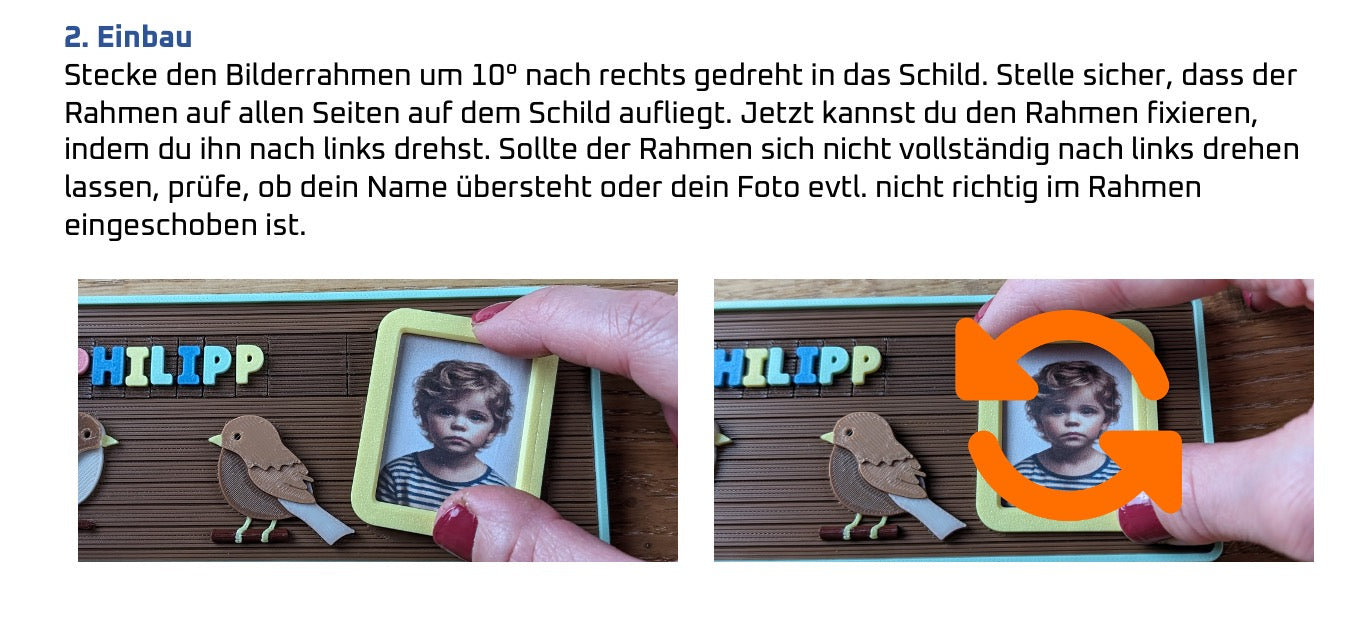 Personalisiertes Namensschild mit Foto
